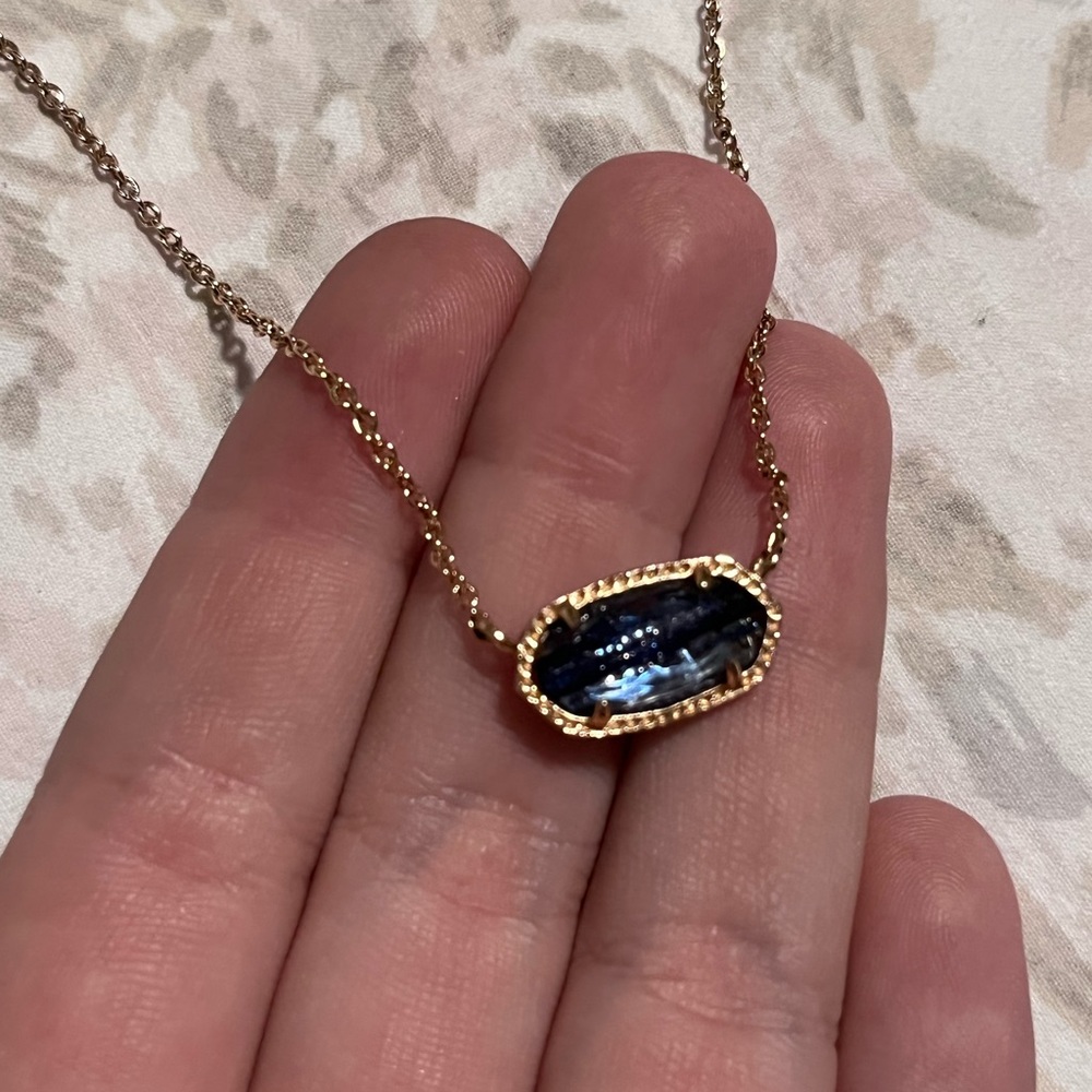 KENDRA SCOTT ELISA NECKLACE ROSE GOLD BLUE GOLDSTONE